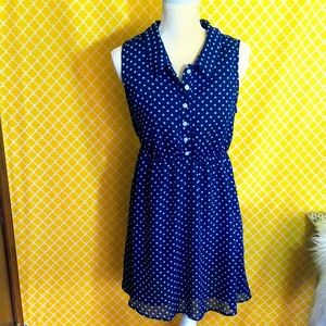 SZ M BLUE POLKADOT DRESS PINS AND NEEDLES RETRO
